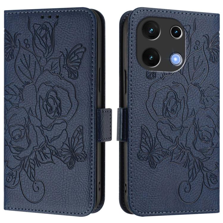 For UMIDIGI Note 100 Embossed Rose RFID Anti-theft Leather Phone Case