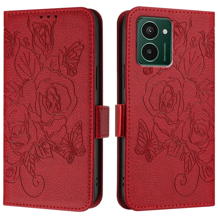For HMD Pulse Pro Embossed Rose RFID Anti-theft Leather Phone Case