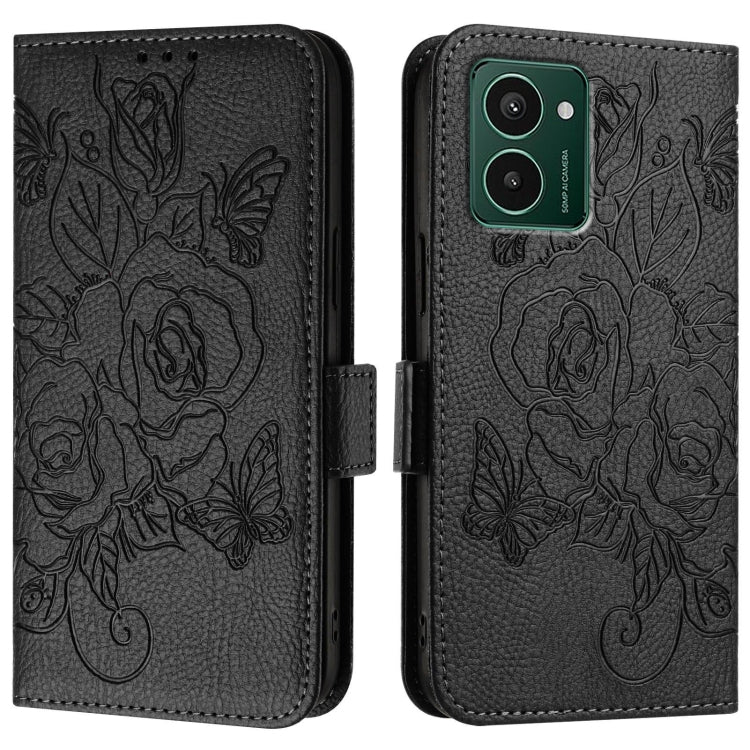 For HMD Pulse Pro Embossed Rose RFID Anti-theft Leather Phone Case