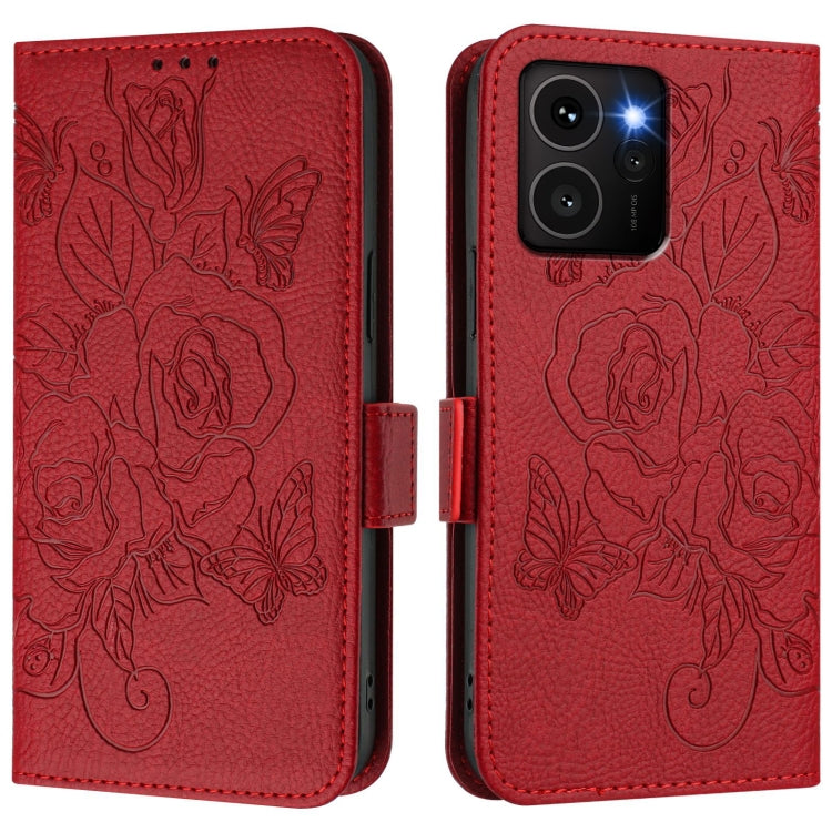 For HMD Skyline Embossed Rose RFID Anti-theft Leather Phone Case