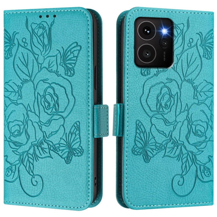 For HMD Skyline Embossed Rose RFID Anti-theft Leather Phone Case