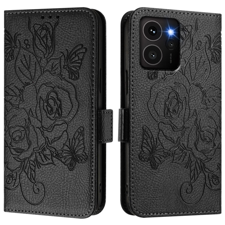 For HMD Skyline Embossed Rose RFID Anti-theft Leather Phone Case
