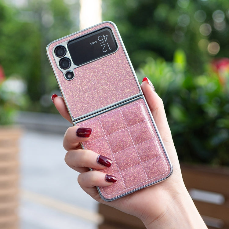 For Samsung Galaxy Z Flip3 Electroplating Square Glitter PU Phone Case
