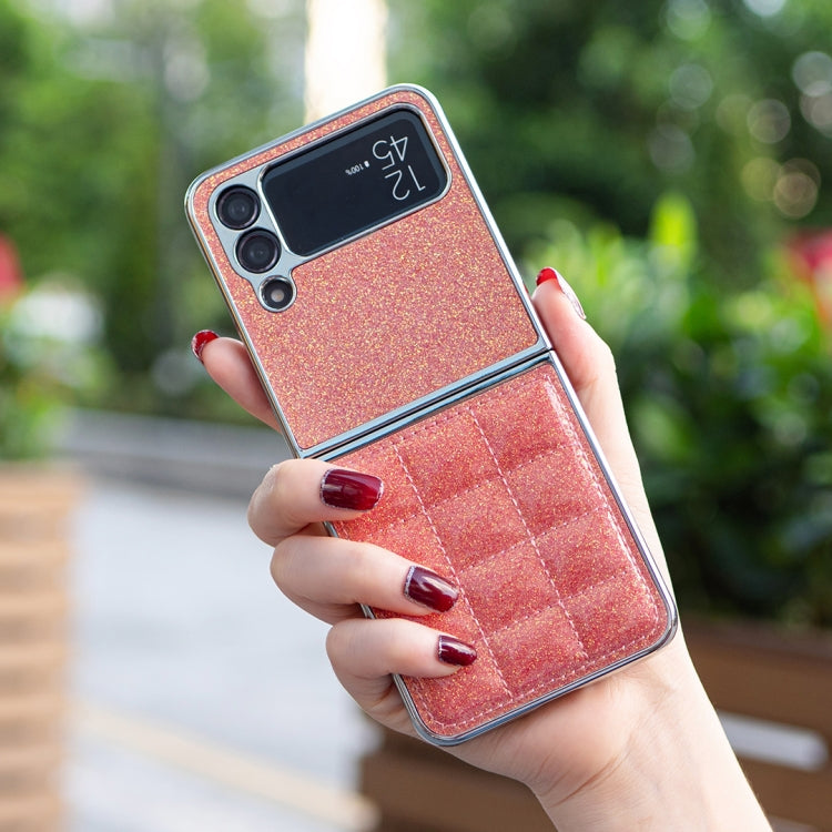 For Samsung Galaxy Z Flip3 Electroplating Square Glitter PU Phone Case