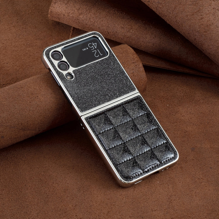 For Samsung Galaxy Z Flip3 Electroplating Square Glitter PU Phone Case
