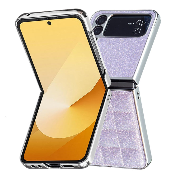 For Samsung Galaxy Z Flip4 Electroplating Square Glitter PU Phone Case