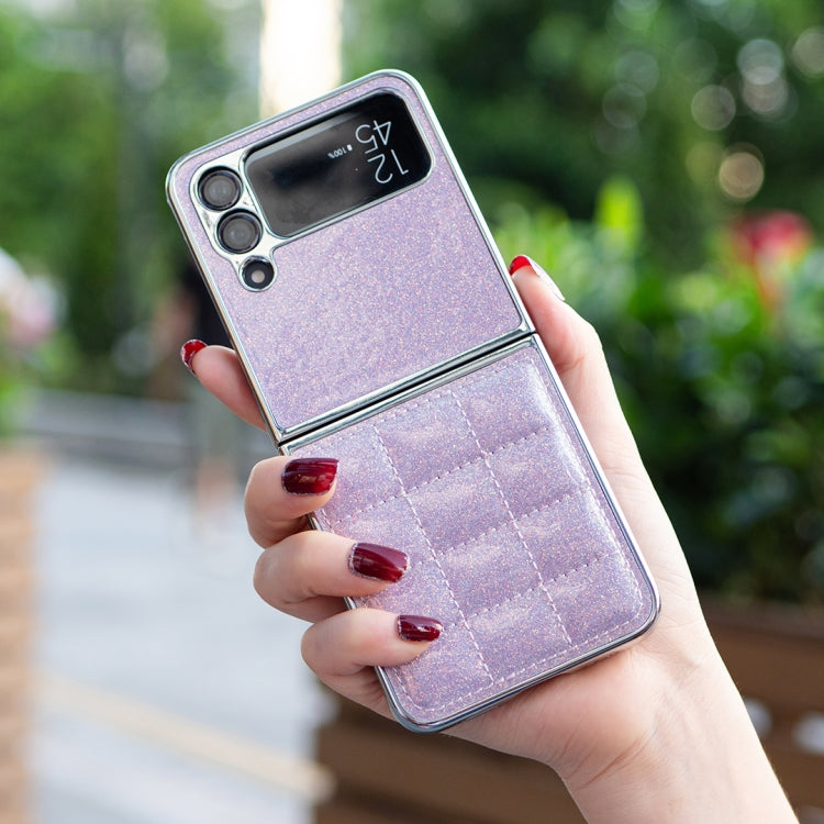 For Samsung Galaxy Z Flip4 Electroplating Square Glitter PU Phone Case