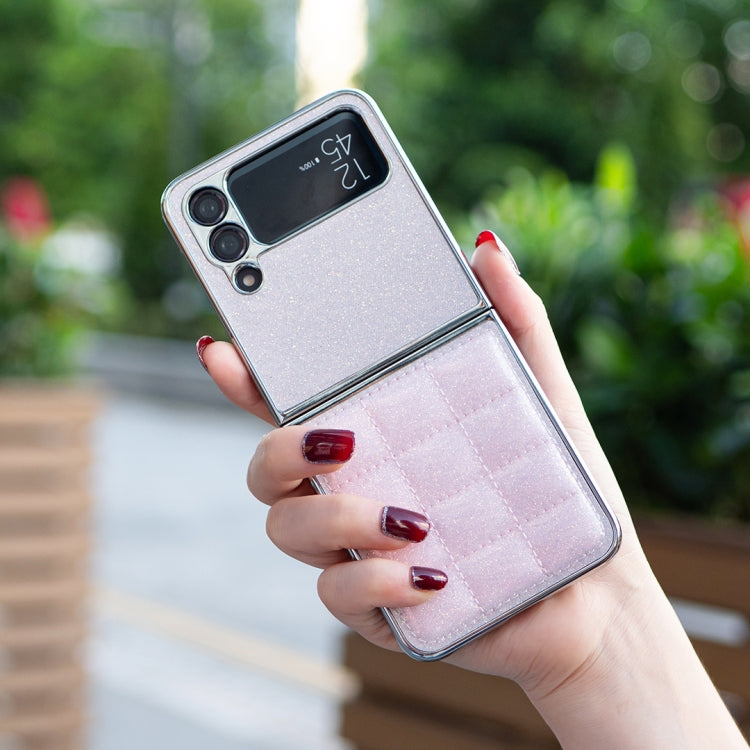 For Samsung Galaxy Z Flip4 Electroplating Square Glitter PU Phone Case