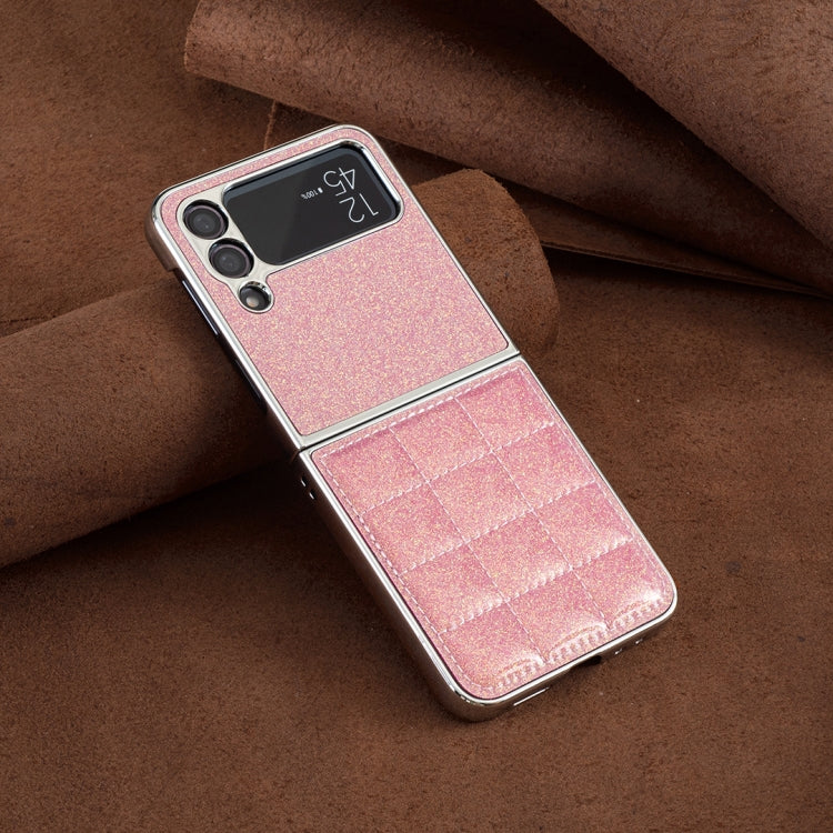 For Samsung Galaxy Z Flip4 Electroplating Square Glitter PU Phone Case