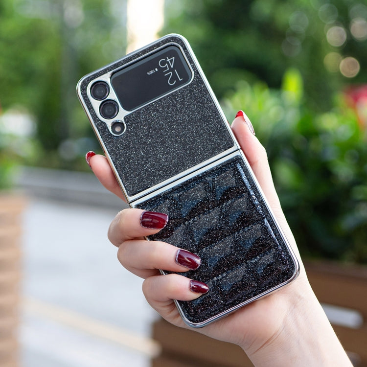 For Samsung Galaxy Z Flip4 Electroplating Square Glitter PU Phone Case