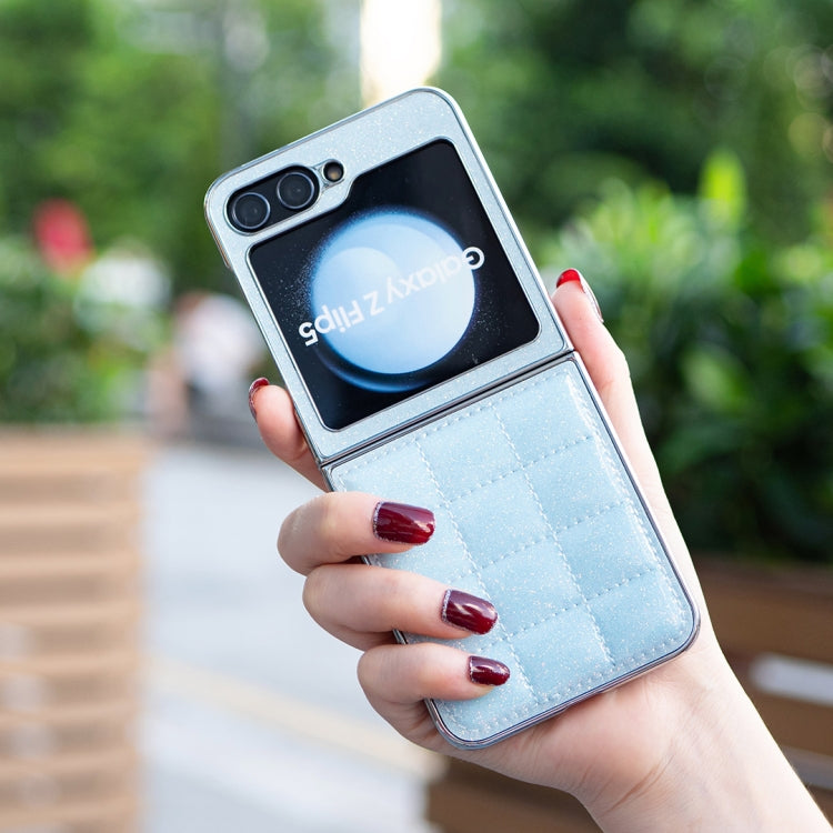 For Samsung Galaxy Z Flip5 Electroplating Square Glitter PU Phone Case