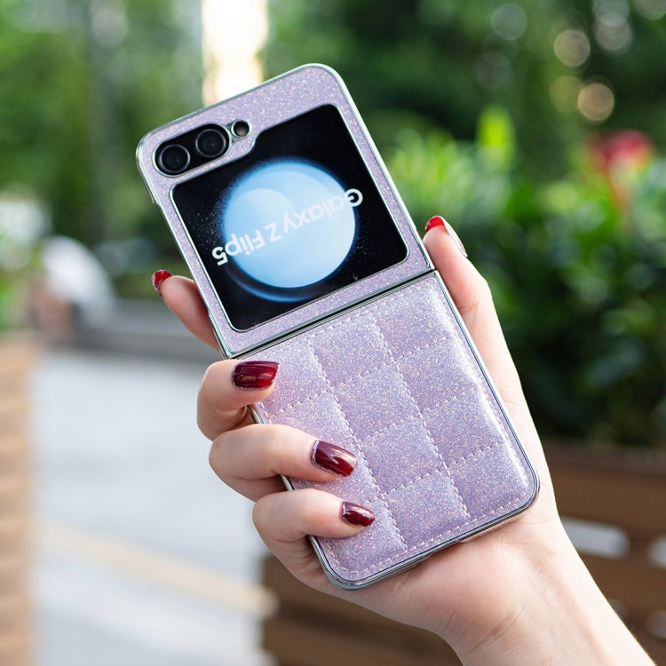 For Samsung Galaxy Z Flip5 Electroplating Square Glitter PU Phone Case