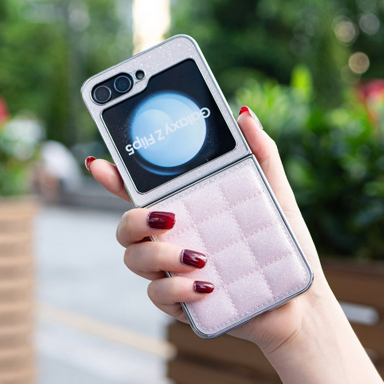 For Samsung Galaxy Z Flip5 Electroplating Square Glitter PU Phone Case