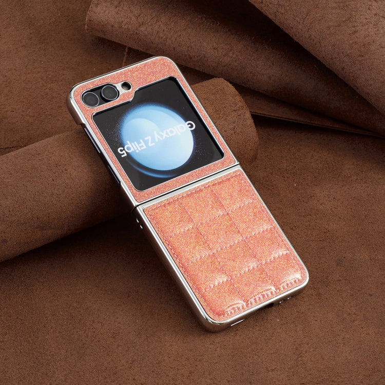 For Samsung Galaxy Z Flip5 Electroplating Square Glitter PU Phone Case