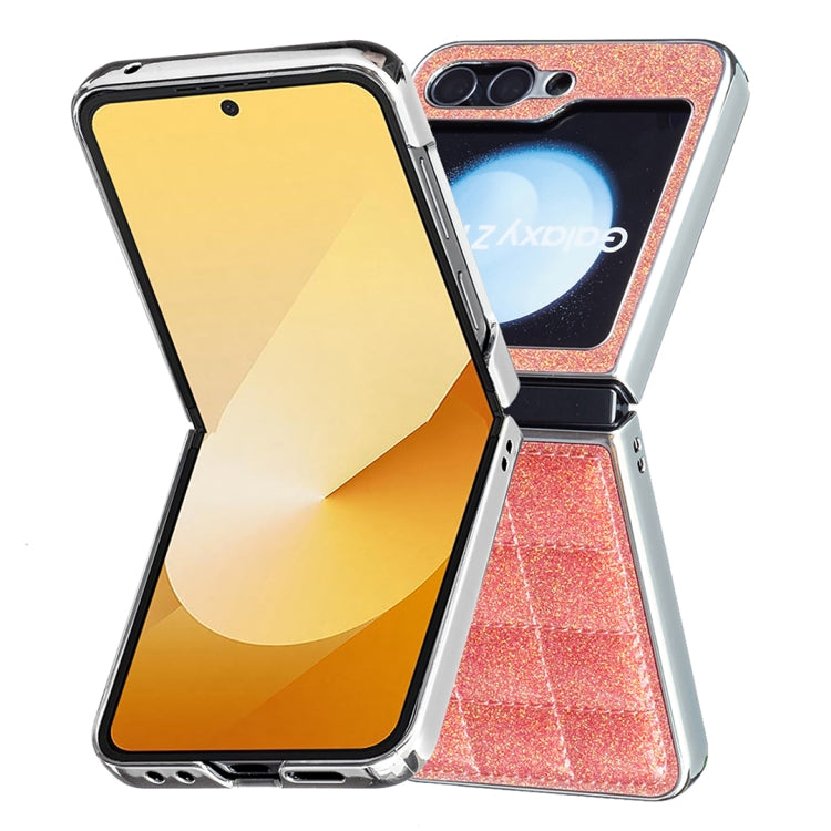 For Samsung Galaxy Z Flip5 Electroplating Square Glitter PU Phone Case