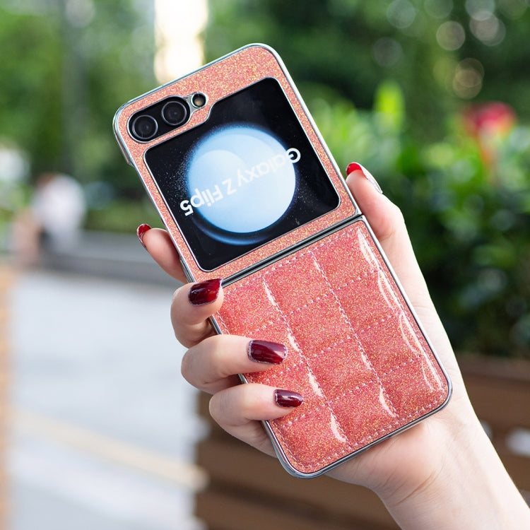 For Samsung Galaxy Z Flip5 Electroplating Square Glitter PU Phone Case