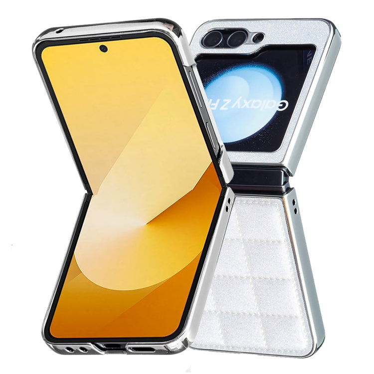 For Samsung Galaxy Z Flip5 Electroplating Square Glitter PU Phone Case
