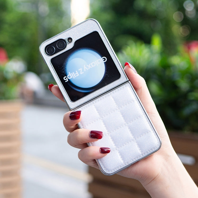 For Samsung Galaxy Z Flip5 Electroplating Square Glitter PU Phone Case