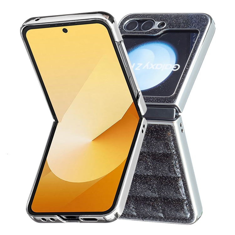 For Samsung Galaxy Z Flip5 Electroplating Square Glitter PU Phone Case
