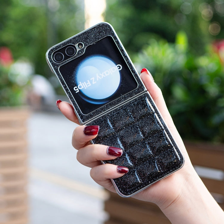 For Samsung Galaxy Z Flip5 Electroplating Square Glitter PU Phone Case