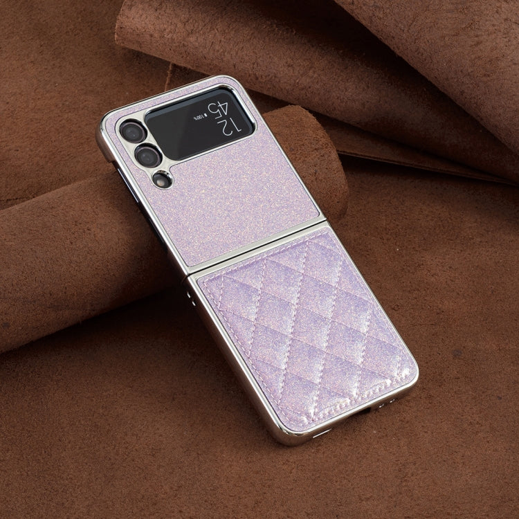 For Samsung Galaxy Z Flip4 Electroplating Rhombic Glitter PU Phone Case