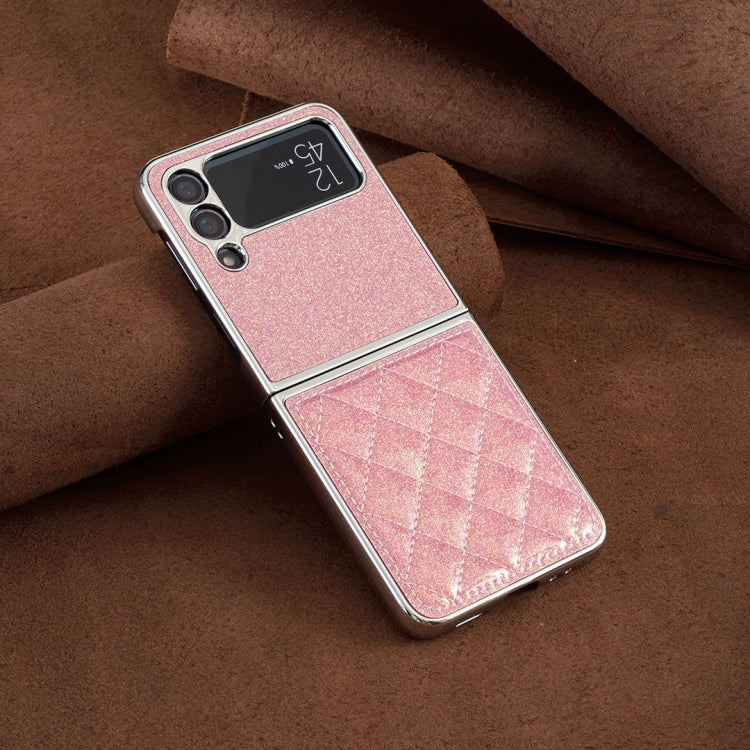 For Samsung Galaxy Z Flip4 Electroplating Rhombic Glitter PU Phone Case