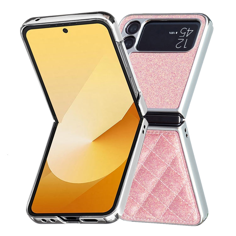 For Samsung Galaxy Z Flip4 Electroplating Rhombic Glitter PU Phone Case