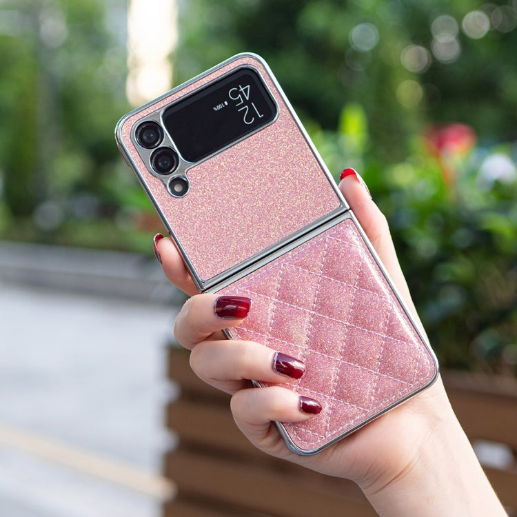 For Samsung Galaxy Z Flip4 Electroplating Rhombic Glitter PU Phone Case