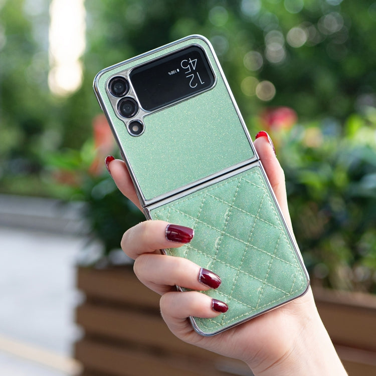 For Samsung Galaxy Z Flip4 Electroplating Rhombic Glitter PU Phone Case