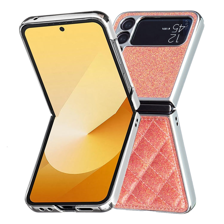 For Samsung Galaxy Z Flip4 Electroplating Rhombic Glitter PU Phone Case