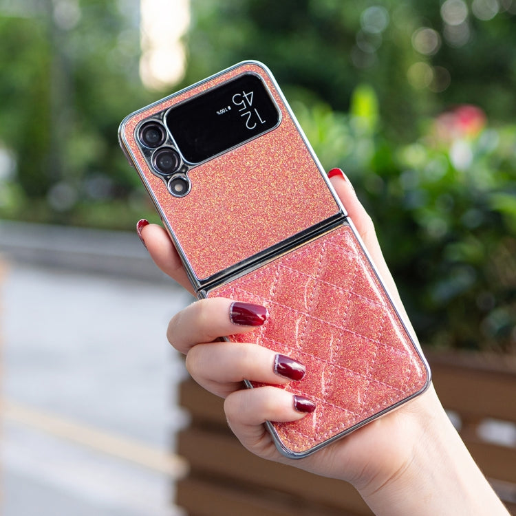 For Samsung Galaxy Z Flip4 Electroplating Rhombic Glitter PU Phone Case