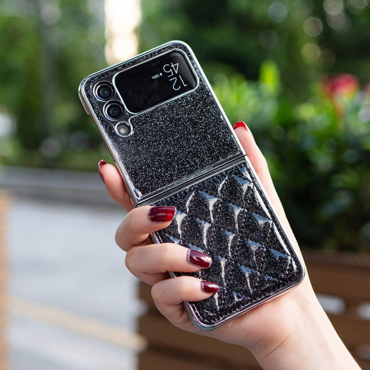 For Samsung Galaxy Z Flip4 Electroplating Rhombic Glitter PU Phone Case