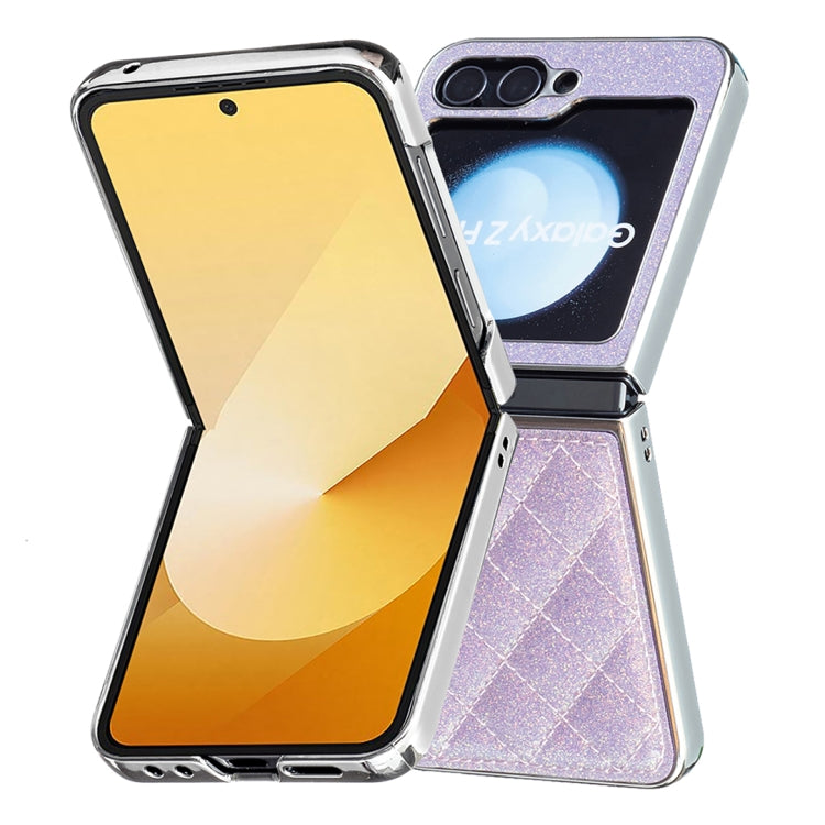 For Samsung Galaxy Z Flip5 Electroplating Rhombic Glitter PU Phone Case