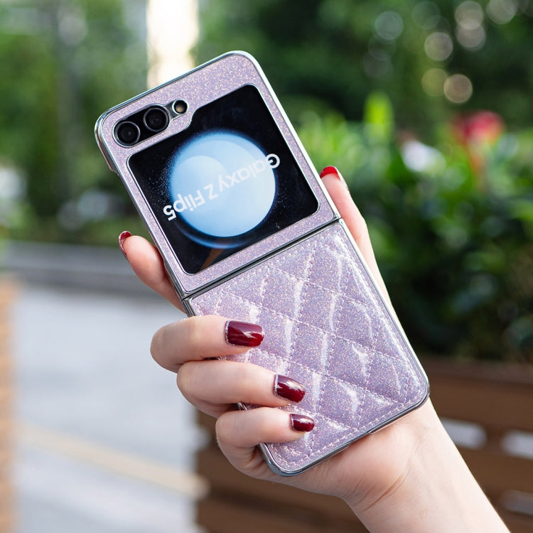 For Samsung Galaxy Z Flip5 Electroplating Rhombic Glitter PU Phone Case