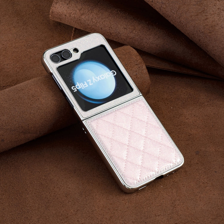 For Samsung Galaxy Z Flip5 Electroplating Rhombic Glitter PU Phone Case
