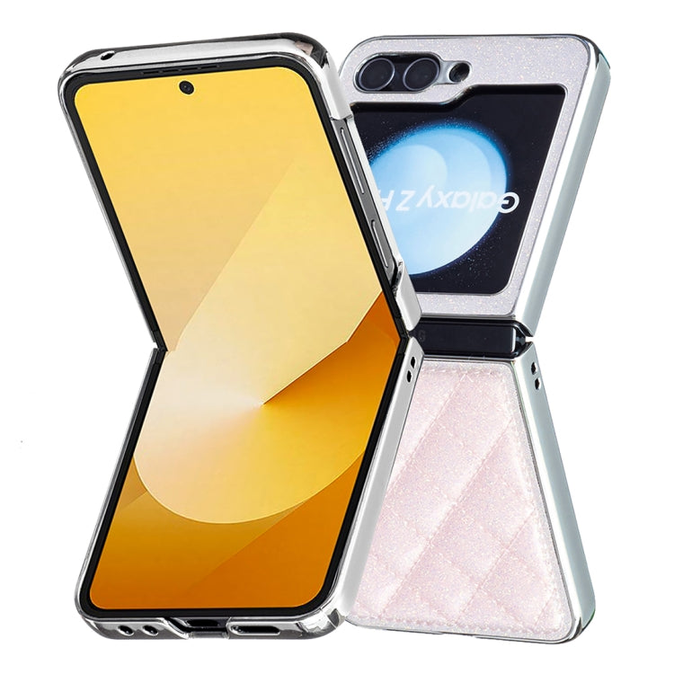 For Samsung Galaxy Z Flip5 Electroplating Rhombic Glitter PU Phone Case