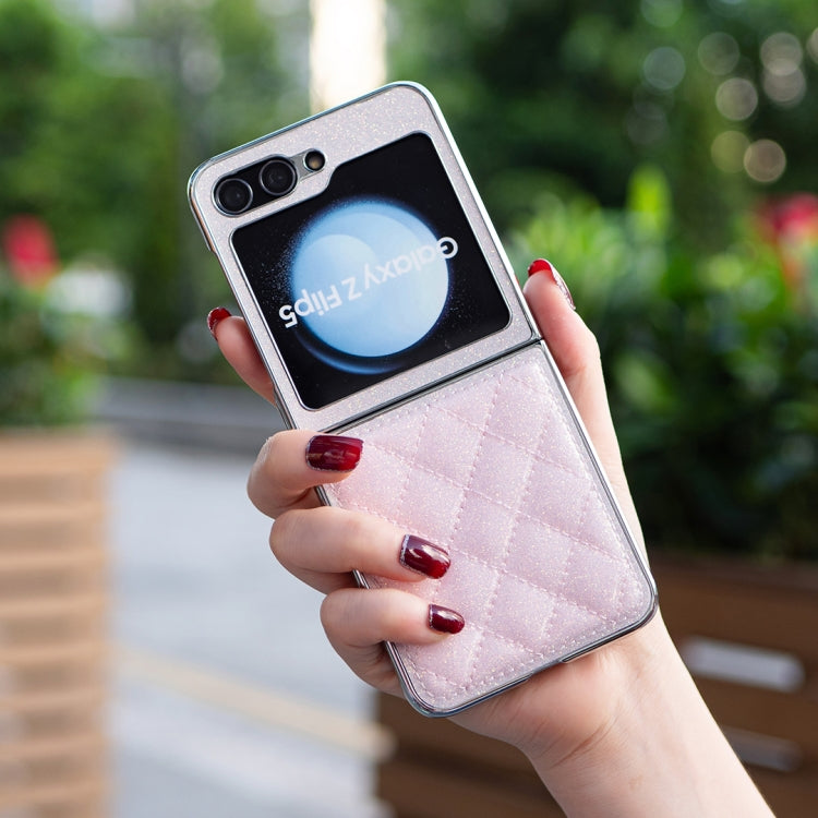 For Samsung Galaxy Z Flip5 Electroplating Rhombic Glitter PU Phone Case