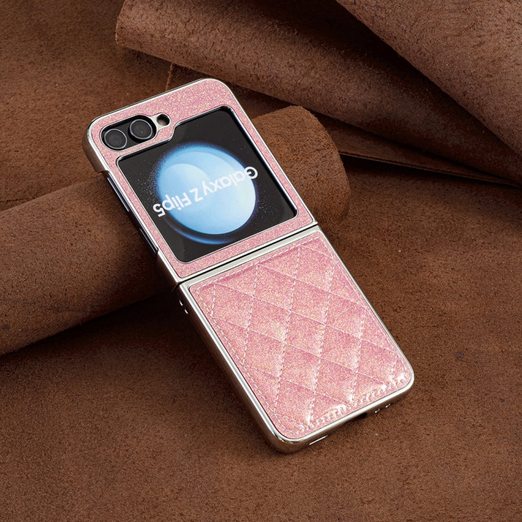 For Samsung Galaxy Z Flip5 Electroplating Rhombic Glitter PU Phone Case