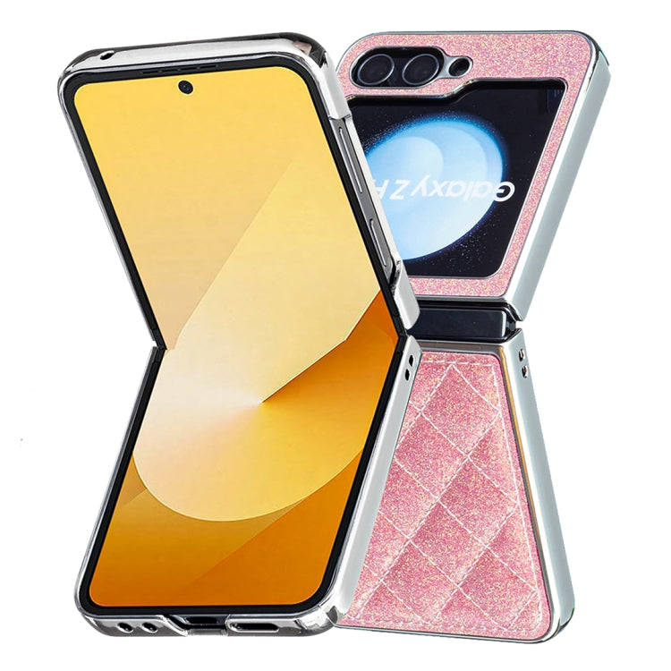 For Samsung Galaxy Z Flip5 Electroplating Rhombic Glitter PU Phone Case