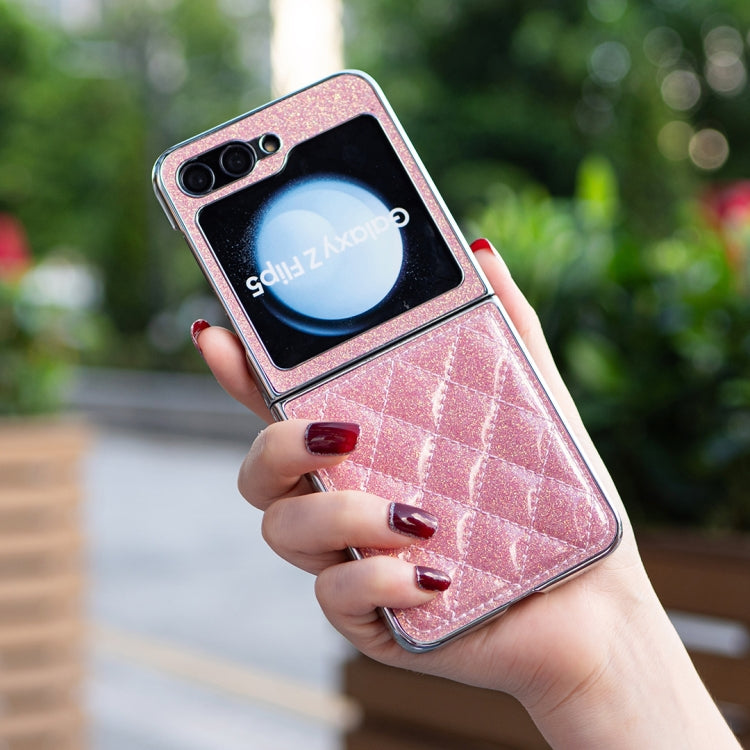 For Samsung Galaxy Z Flip5 Electroplating Rhombic Glitter PU Phone Case