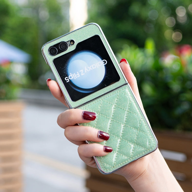 For Samsung Galaxy Z Flip5 Electroplating Rhombic Glitter PU Phone Case
