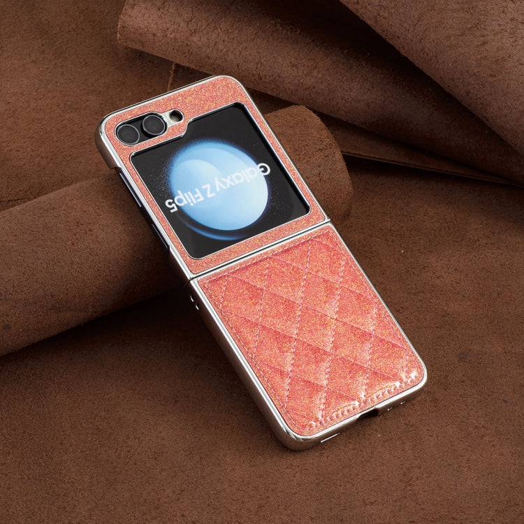 For Samsung Galaxy Z Flip5 Electroplating Rhombic Glitter PU Phone Case