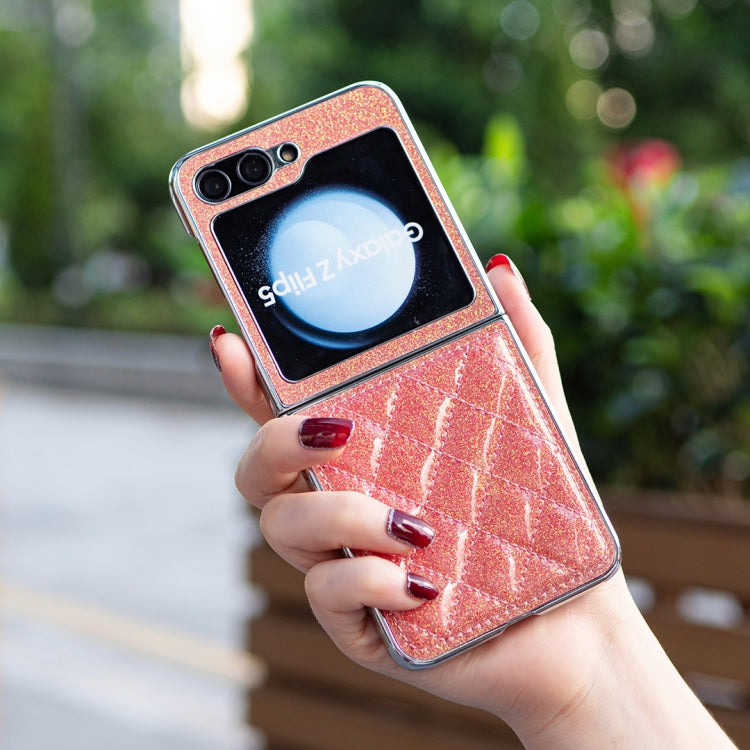 For Samsung Galaxy Z Flip5 Electroplating Rhombic Glitter PU Phone Case
