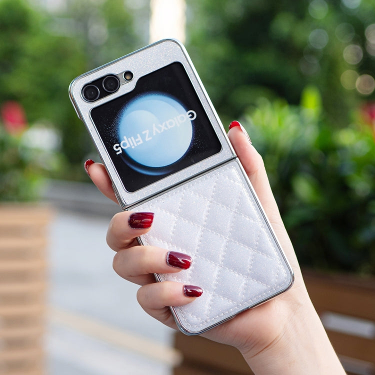 For Samsung Galaxy Z Flip5 Electroplating Rhombic Glitter PU Phone Case