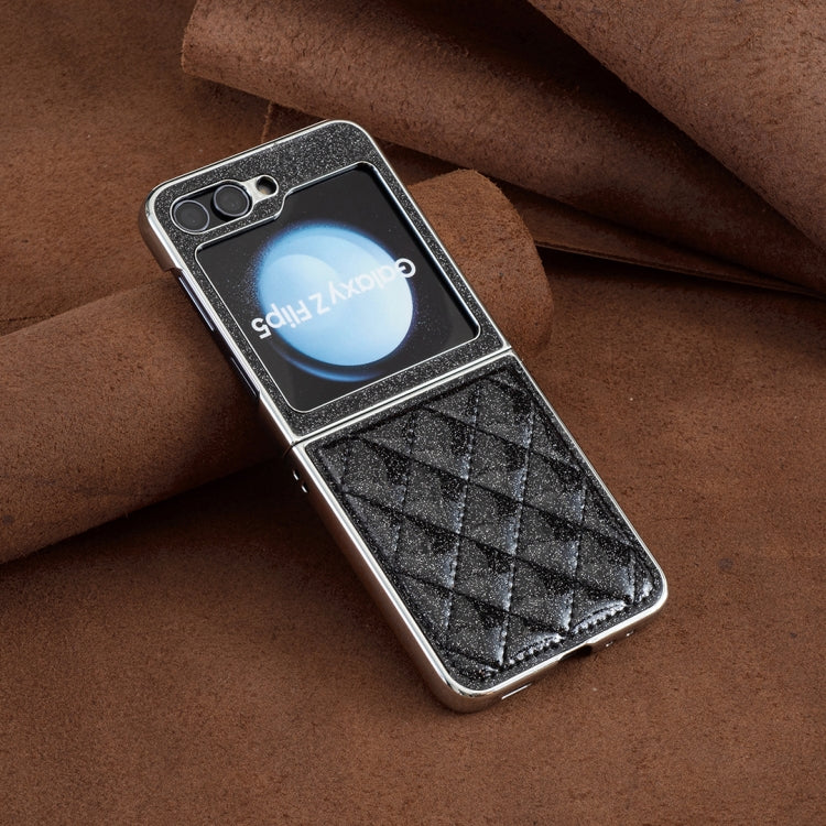 For Samsung Galaxy Z Flip5 Electroplating Rhombic Glitter PU Phone Case