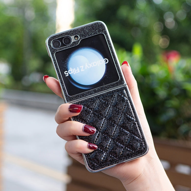 For Samsung Galaxy Z Flip5 Electroplating Rhombic Glitter PU Phone Case