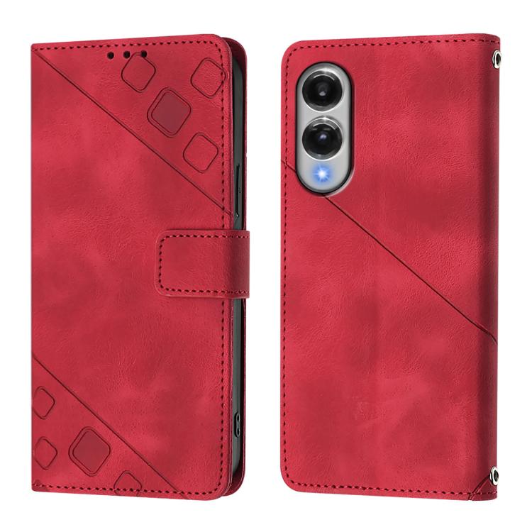 For Samsung Galaxy S25 Edge 5G Skin-feel Embossed Leather Phone Case