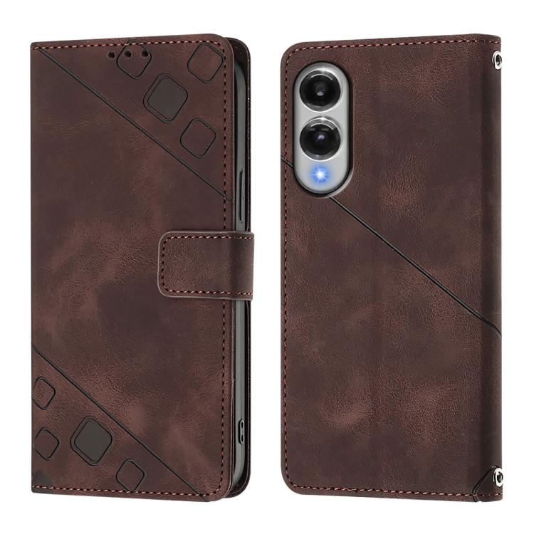 For Samsung Galaxy S25 Edge 5G Skin-feel Embossed Leather Phone Case