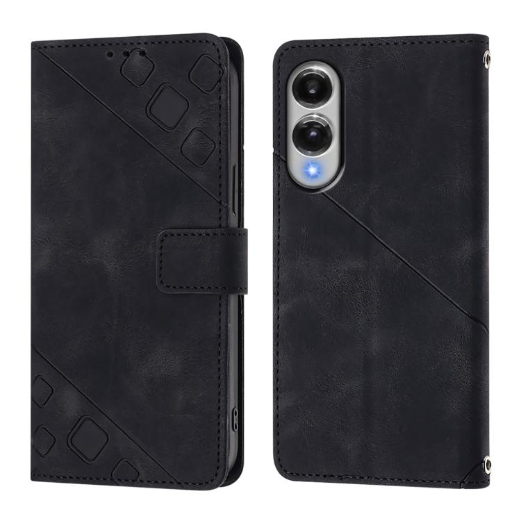 For Samsung Galaxy S25 Edge 5G Skin-feel Embossed Leather Phone Case