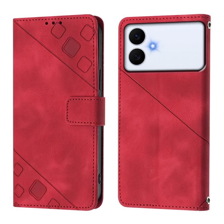 For Samsung Galaxy S26 Edge 5G Skin-feel Embossed Leather Phone Case